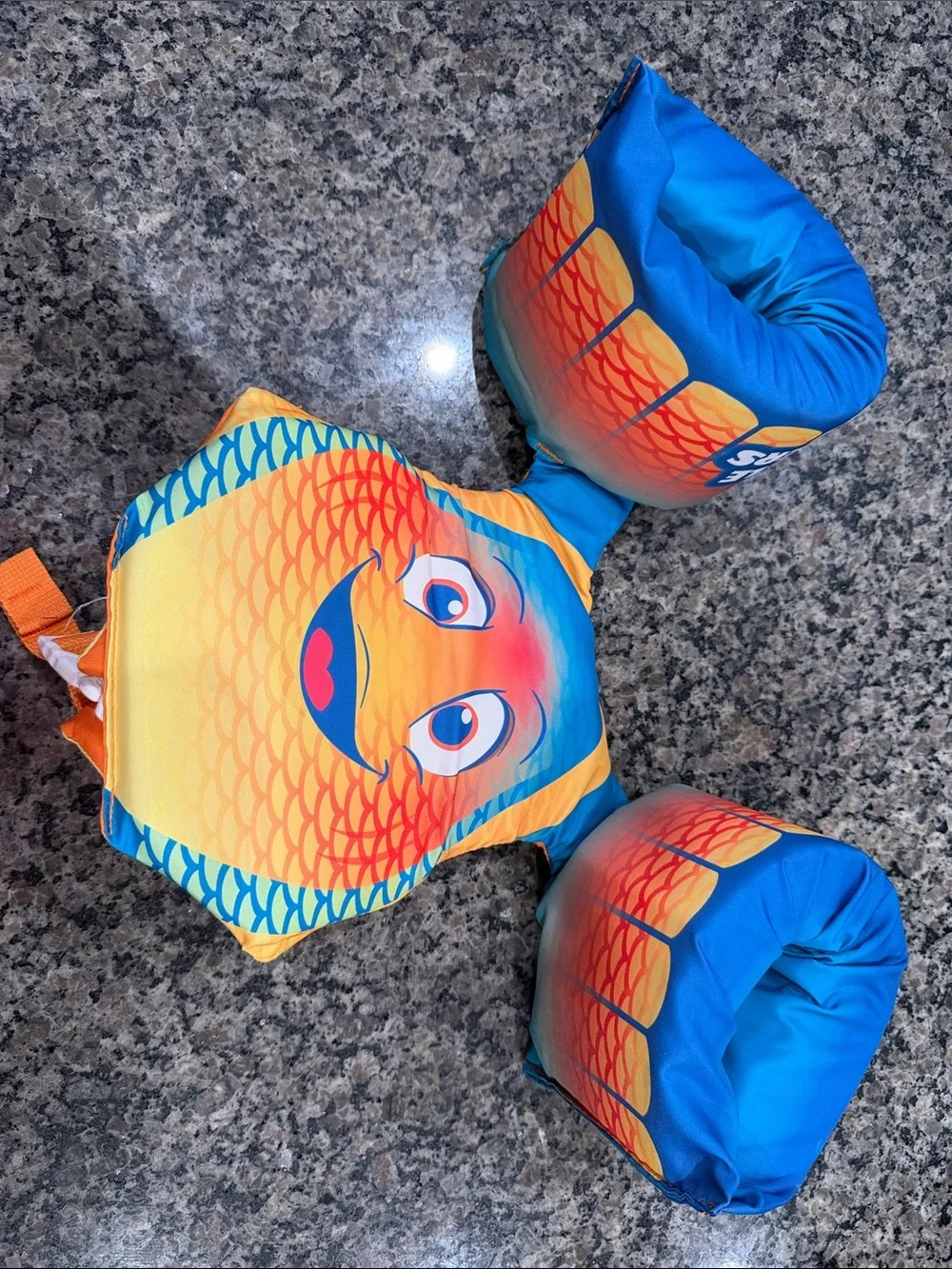 Kids Blue & Orange Fish Swim Vest with Arm Floats